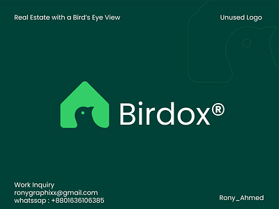 Birdox Logo Design Concept app logo bird logo branding company logo crypto logo custom logo freedom home logo logo for sale mark minimal logo modern logo popular professional logo property logo real estate logo real estate solutions simple logo startup logo vision