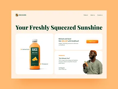 Juice company - Landing page bento company design juice landing page orange ui website