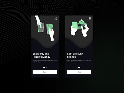 Person-to-Person Payment App UI design app design dark theme payment app ui