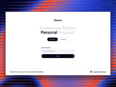 Radom Login Screen 3d design blockchain branding cryptocurrency login screen product design ui ux web3