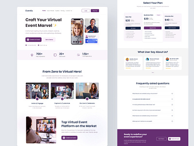 Virtual Event Platform Landing page clean ui design event ui interface ui ux virtual event landing page visual design website ui