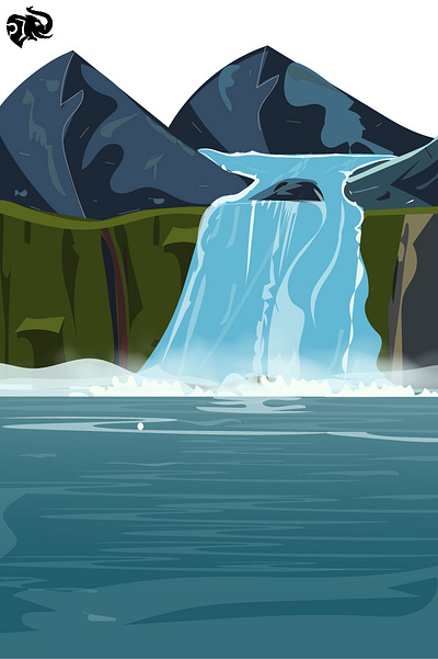 WATERFALL 2d art 2d flat art adobe illustrator arts illustration digital art digital illustration environment art flat art illustration illustrator landscape illustration nature art vector art waterfall art