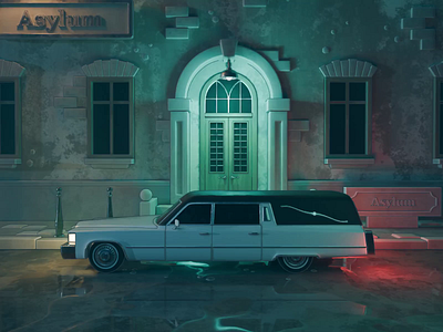 Asylum Tutorial 3d architecture asylum blender car diorama haunted illustration process render spooky tutorial vehicle