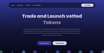 Landing page design of a token launch platform crypto design figma product design ui uiux web3 website