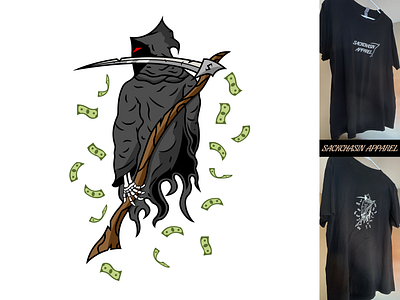 Reaper 🗡️ apparel art assets branding cash clothing clothing business ddc design diazdesignco digital art flat graphic design illustration illustrator mockups reaper scythe shot vector