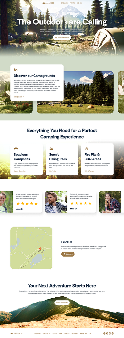 Camping Website booking camping dailyui design designer designinspiration interface outdoors trail ui ui design uitrends userexperience userinterface ux ux design uxdesigner web web design website