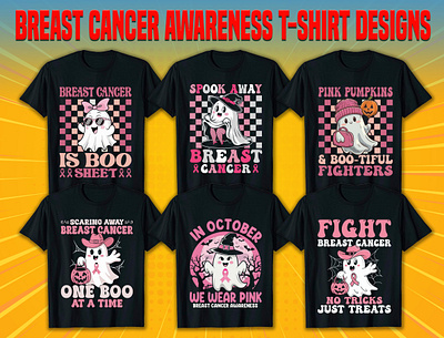 Breast Cancer Awareness Boo T-shirt Designs adobe illustrator awareness boo branding breast cancer cure design fight halloween logo pink pink boo retro t shirt ribbon shirt t shirt tshirt tshirt design tutorial ui women