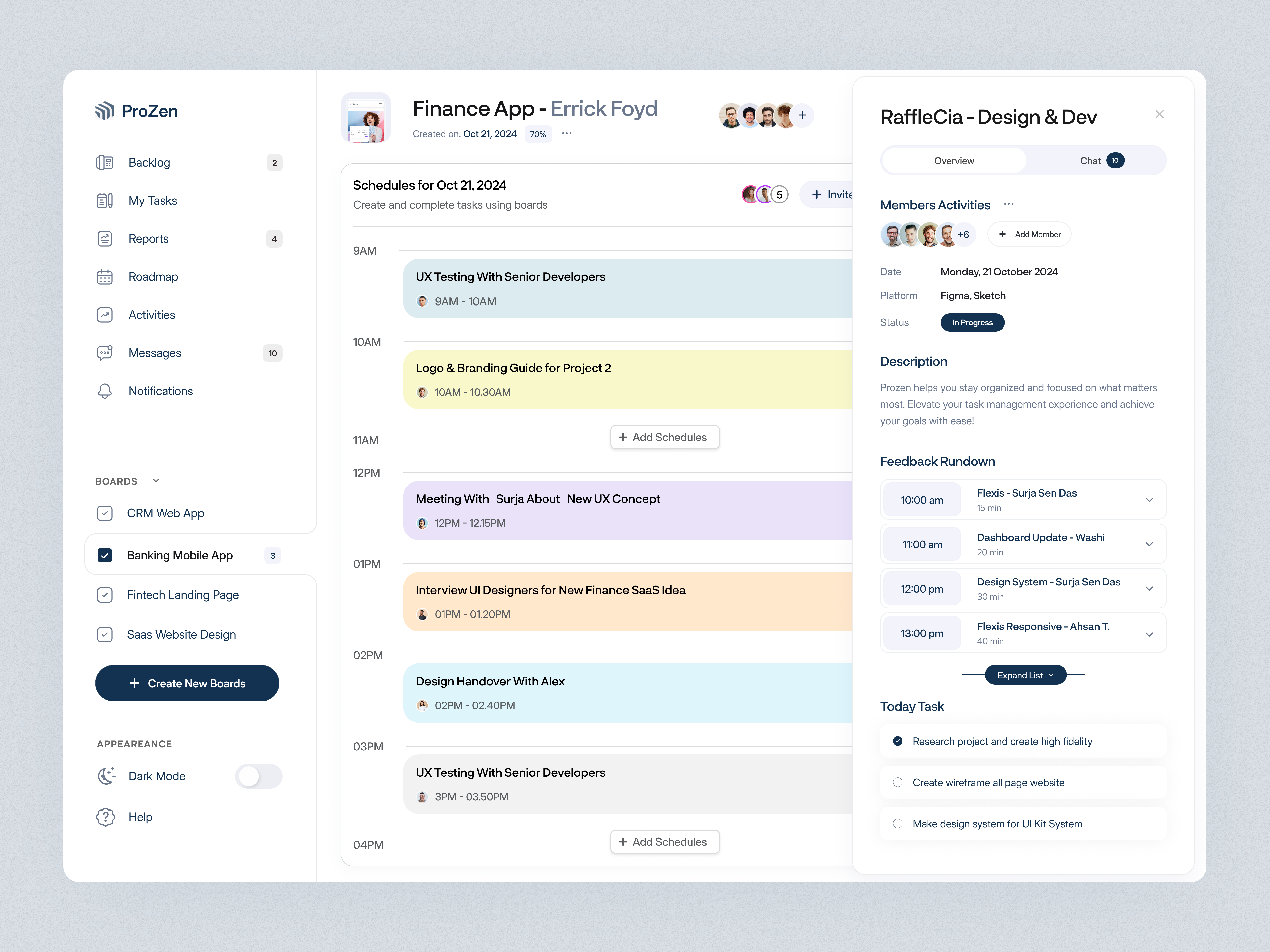 Prozen Task Management Tool analytics best dribbble post calender ui clean crm crm product dashboard dashboard design data management hr management minimal design product product design project management saas saas platform task management ui