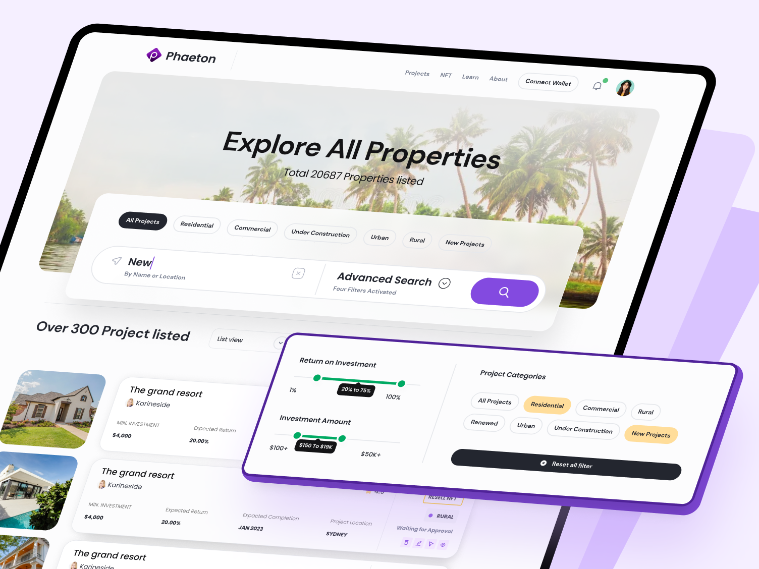 Defi Based Property Listing UI blockchain defi dutopia interface neel neel litoriya olx property property listing realestate saloni ui ui design ux ux research web