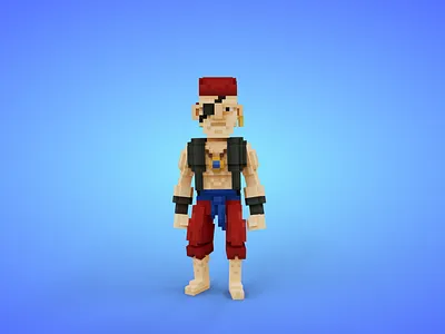 Pirate 2 Voxel Character - 3D Lowpoly Fantasy Model 3d 3d model character crew fantasy game art game asset lowpoly magicavoxel memeber pirate pirates rigged voxedit voxel art
