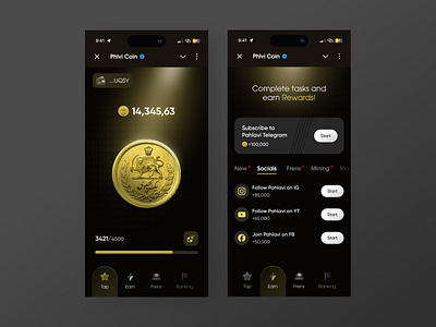 Pahlavi Coin - Telegram Airdrop 3d airdrop app design app ui branding classic dark mode dark ui design designer graphic design illustration minimal ui telegram ui ui app ui designer uiux ux webapp ui