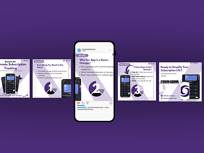 Instagram carousel for Subscription tracking app graphic design instagram canva template instagram carousel instagram carousel templates