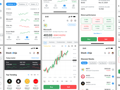 Stockninja - Stock Investment Mobile Version dashboard finance app interface design invest app investment dashboard mobile app portfolio app stock design stockapp stockmarket trading app uidesign webdesign