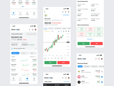 Stockninja - Stock Investment Mobile Version dashboard finance app interface design invest app investment dashboard mobile app portfolio app stock design stockapp stockmarket trading app uidesign webdesign