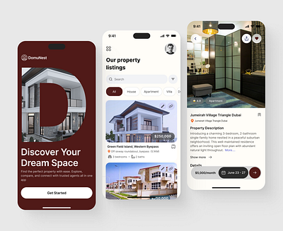 Real Estate Mobile App app design design home finder interface product design property finder real estate real estate mobile app ui ui design uiux uiux design ux ux design