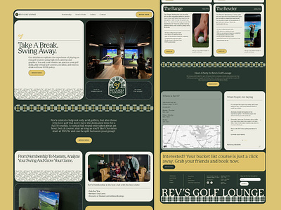 Rev's Golf Lounge - Web Design americana birdie brand branding design development elementor flywheel golf graphic design green illustration indoor logo luxury plaid web wordpress yellow