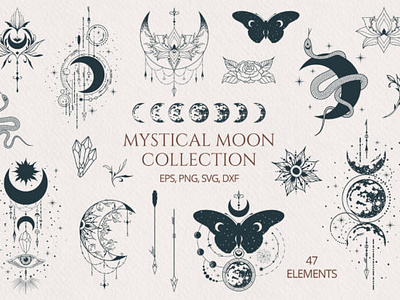 Hand Drawn Mystical Moon Collection 3d animation app branding design graphic design illustration logo motion graphics typography ui ux vector