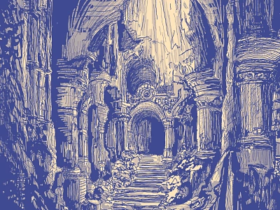 Ancient Mines of Moria | LOTR abandoned ancient archways art artwork columns dark drawing dwarf dwarves lord of the rings lotr middle earth mine mines moria old ruins sketch underground