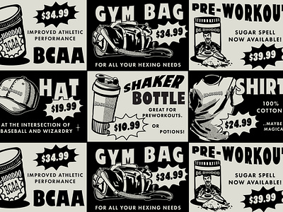 Dr. Hoodoo - Ad americana brand branding collateral design graphic design gym bro illustration logo mid century supplement vintage voodoo workout