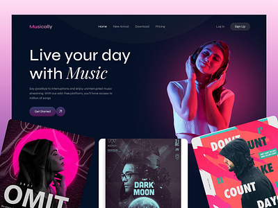 Music Platform Website homepage landing page modern website muaic platform website music music platform music website playlist ui web design website