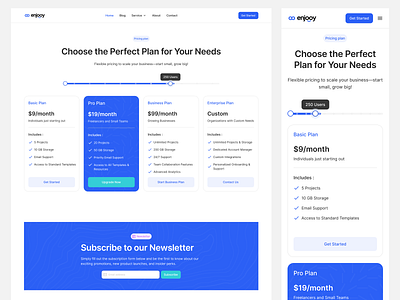 Enjooy - Pricing Landing Page clean design enjooy enjooy design enjooy design system landing page pricing pricing landing pricing page simple ui uiux web design