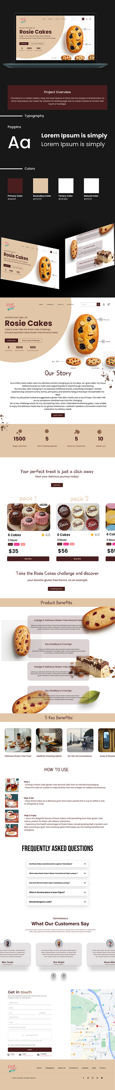 ROSIE CAKES LANDING PAGE DESIGN cakes landing page landing page ui