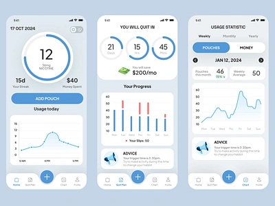 iOS App to Help People Quit Nicotine Pouch Addictions app branding dashboard design design graphic design illustration landing page design logo ui uiux web design