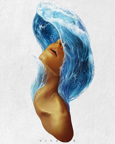 The Waves artist artlove artstation cover covermusic digitalaart fanaart gift girl love portrait print station surreal thumbnail vivaxor vivaxordigitalpainting youtube