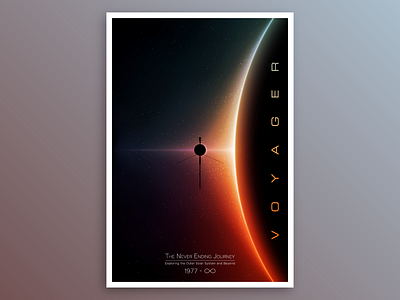 Voyager: The Never Ending Journey. Vector poster design art cosmic design exploration graphic design illustration infinity journey minimal minimalistic mission nasa poster science space spacecraft universe vector voyager voyager spacecraft