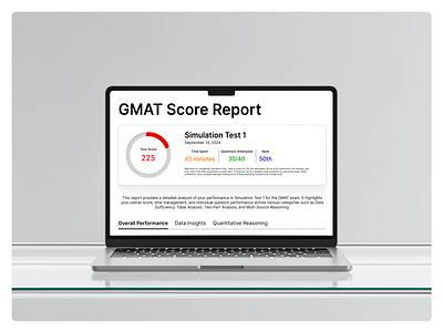 GMAT Score Report Dashboard dashboard exam minimal report score web web design