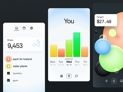 UI Sketch bubble data viz steps to do tracking ui