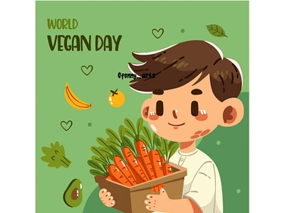 World Vegan Day Celebration awareness boy campaign celebration character day eco environment event festival food health healthy lifestye natural plant sustainable symbol vegan veganism