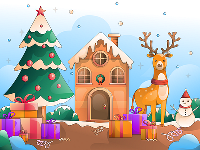 Christmas 2024 Illustration 2d design art branding christmas 2024 christmas illustration deer design flat gifts illustration graphic design illustration man manoj jadhav illustrator minimal plants snow man usa vector