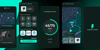 EV Charging Station charging station dark mode electric vehicle ev futuristic interaction mobile app ui ui ux ux