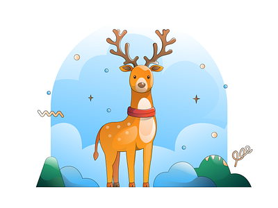 Deer animal illustration animation art branding christmas clouds deer design graphic design illustration logo man motion graphics new year plants santa ui vector