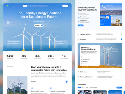 Eco Friendly Solar Energy Website | Orbix Studio alternative energy eco friendly electricity environmental green energy home page landing page nature orbix studio renewable energy website solar energy website solar power solar system sustainable technology turbine electricity ui ux web design wind turbine