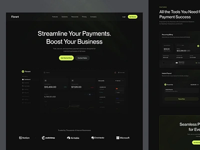 Florant - Landing Page animation b2b banking barly dark dashboard design feature finance financial fintech graphic design illustration landing page motion graphics product saas uxerflow web website