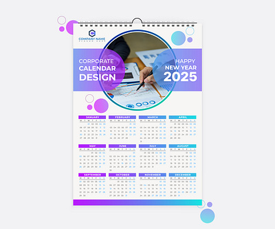 Corporate calendar template design for 2025 2025 2025 calendar 2025 calendar template branding calendar 2025 graphic design holiday 2025 illustration new year wall wall calendar