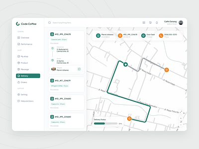 Code - Map tracking Dashboard branding cafe coffee coffee shop dashboard dashboard design dashboarddesign design figma food drink food order graphic design logo map tranding ui uidashboard uiux ux webdesign