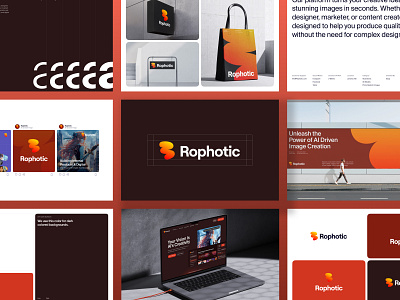 Rophotic - Brand Guideline Design ai artificial intelligence brand identity branding clean color pallete dashboard generate image logo logo branding maroon orange popular style guideline typography uiux unspace