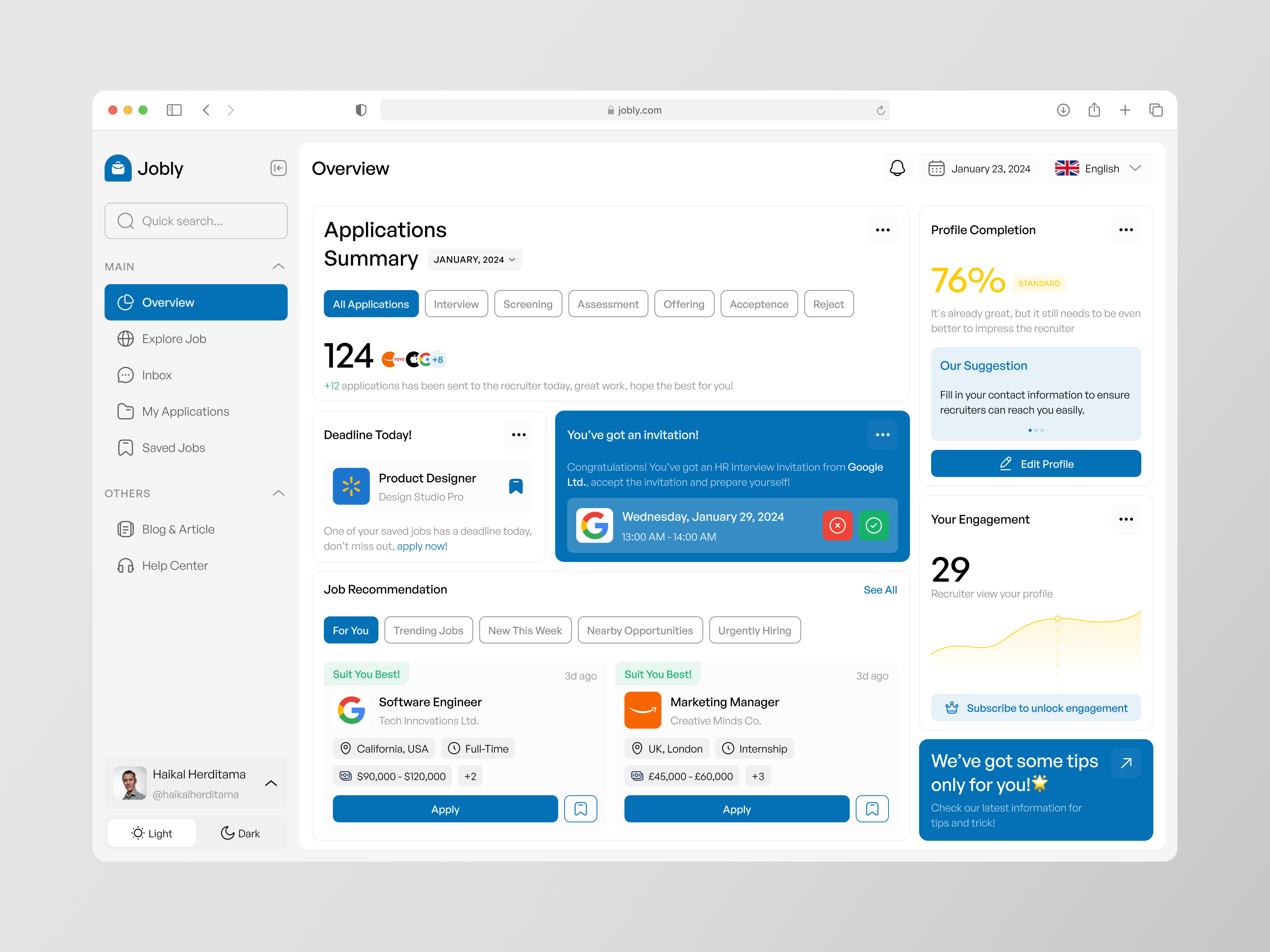 Example of Clean Dashboard Design