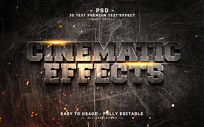 Cinematic efffect 3D Editable PSD Text Effect Style 3d action branding cinema cinematic effect design editable text effect effect graphic design headline letter effect logo photoshop text psd style style text text text effect psd text effect style typo