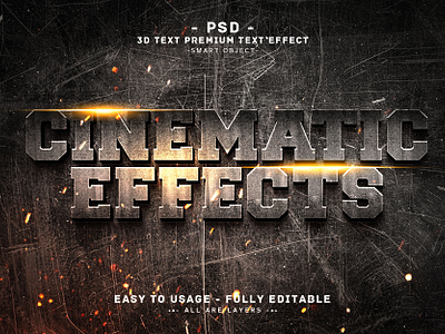 Cinematic efffect 3D Editable PSD Text Effect Style 3d action branding cinema cinematic effect design editable text effect effect graphic design headline letter effect logo photoshop text psd style style text text text effect psd text effect style typo