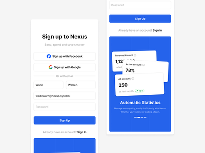 Nexus - Sign Up Page app branding crm dashboard design erp figma graphic design illustration lms log in logo sign in sign up template ui uiux web web design website