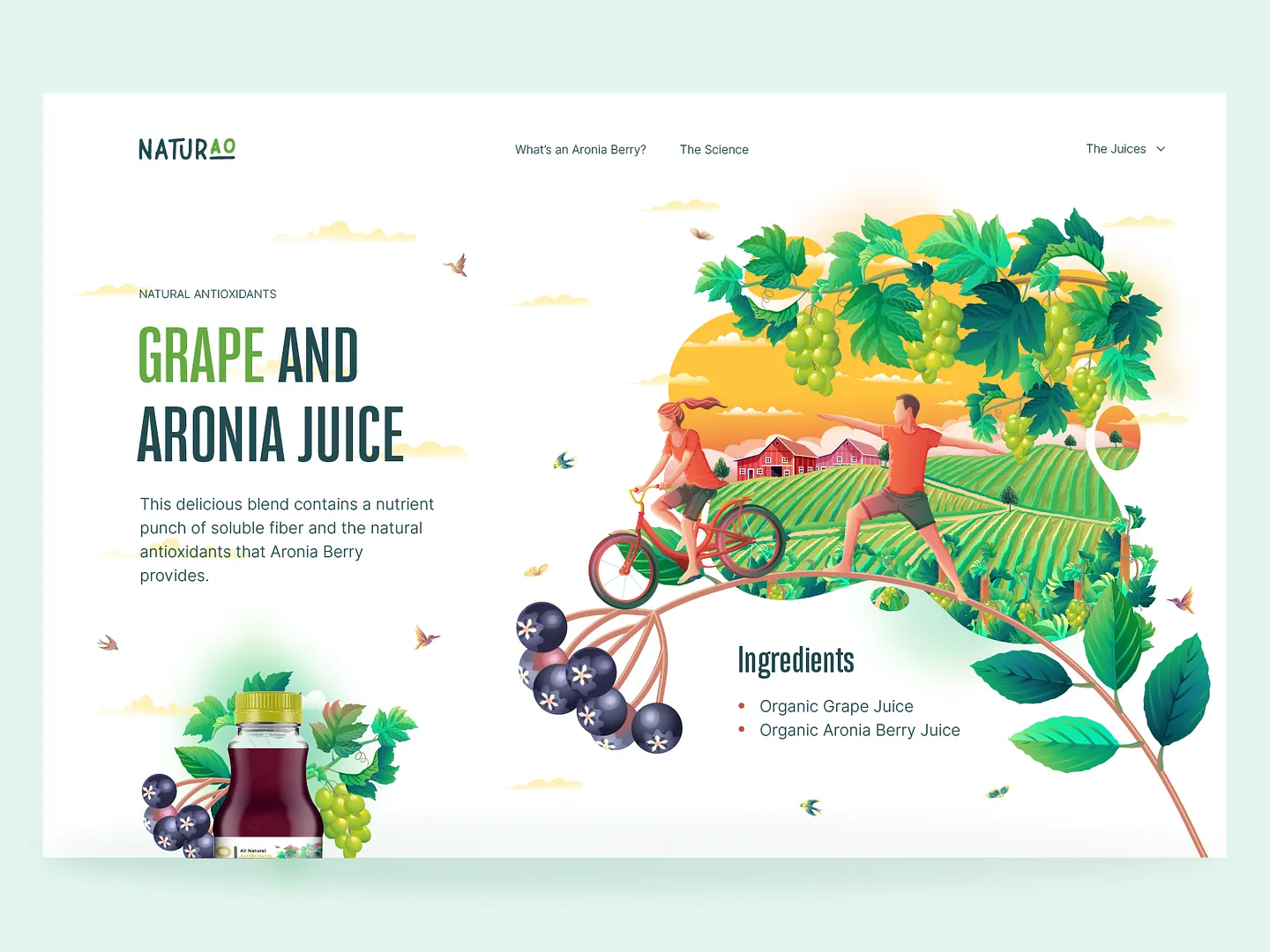 Vibrant Hero Image Section for Grape and Aronia Juice