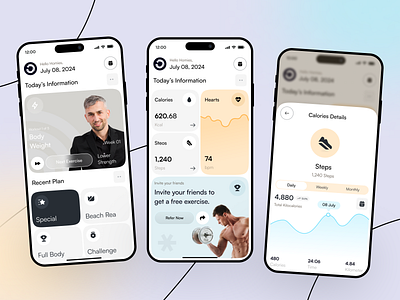 Health Fitness Hub best fitness app bodybuilding calorie statistics fitness fitness app fitness application fitness mobile app fitness tracker gym mobile app health care health overview healthy home screen app homieslab mobile app design personal trainer product design saas ui workout tracker