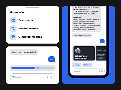 AI Business Advisor chat ai assistant ai business plan ai chatbot ai integration ai powered platform automation business automation business planning business strategy tool competitor research data visualization digital business advisor finance financial forecasting interactive design management mobile ui design presentation generation productivity tool ux design