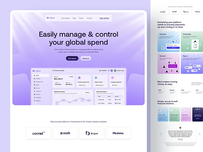 Mynt - Fintech Payment Landing Page banking branding dashboard design design finance fintech graphic design homepage landing page payment product design saas typography ui uidesign uiuxdesign user interface wallet web design website