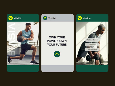 Visvibe | Fitness Brand app icon brand design brand identity brand logo branding design excercise fitness brand graphic design gym gym logo identity insta post logo logo design modern logo power v visual identity workout