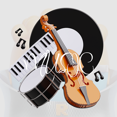 Music Instrumen 3d 3d icon 3d illustration 3dmodel blender branding design figma graphic design i illustration instrument modelling music photoshop